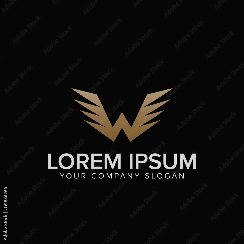 Letter W wings logo design concept template. fully editable vector ...