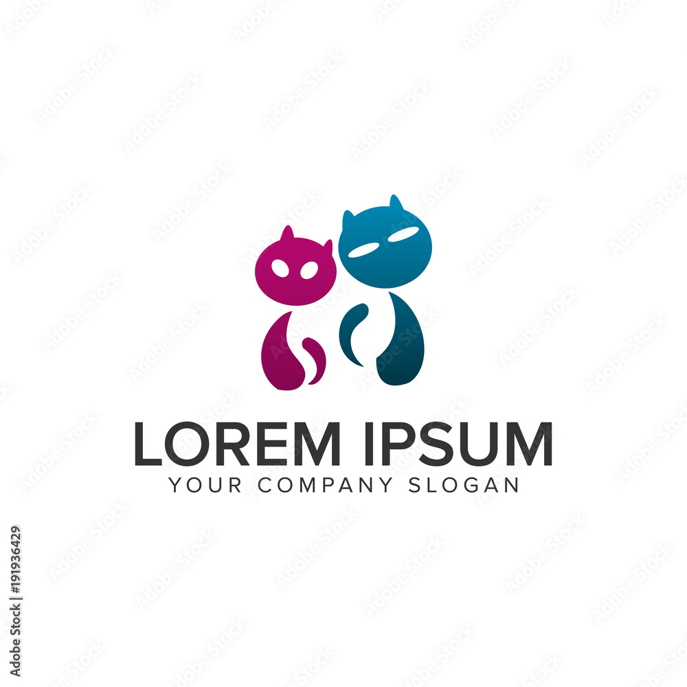 couple cat logo design concept template. fully editable vector couple cat logo design concept template. fully editable vector