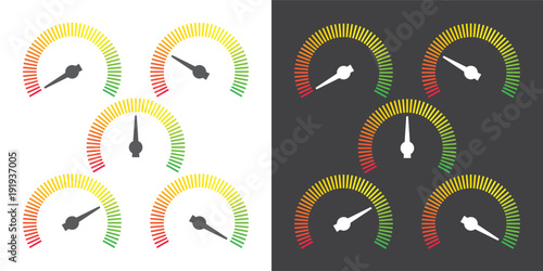 Meter signs infographic gauge element from red to green vector illustration