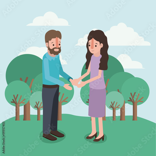 parnets couple in the camp vector illustration design photo