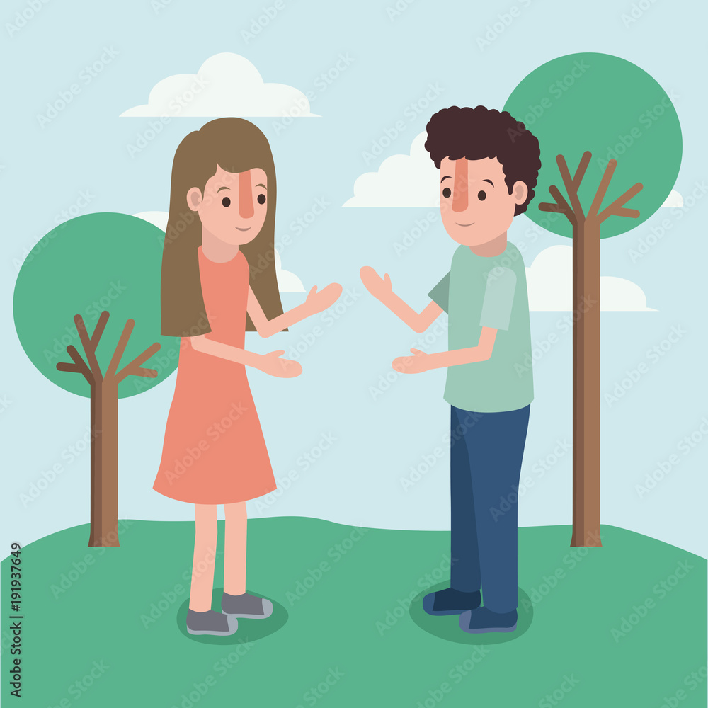 parnets couple in the camp vector illustration design