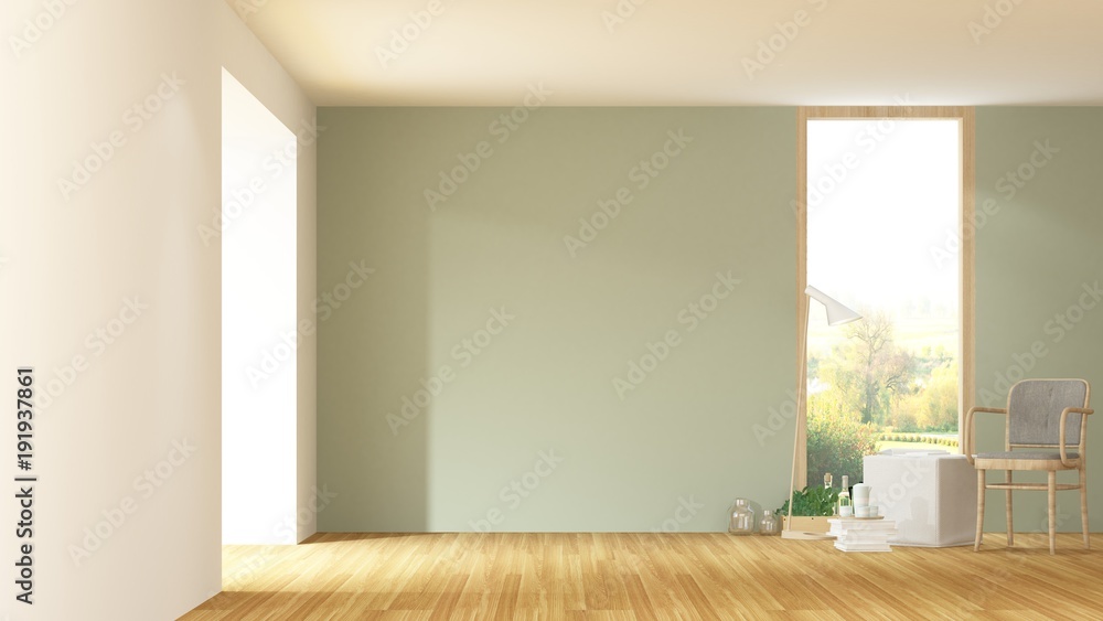 Fototapeta premium he interior hotel relax space 3d rendering and nature view