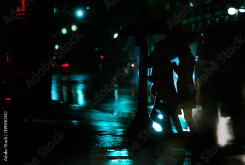 Photography women walking in downtown at night