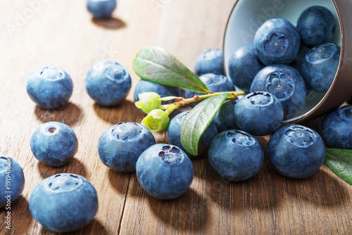 Blueberries  on rustic  wooden background