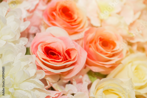 Fototapeta Naklejka Na Ścianę i Meble -  Beautiful Artificial Rose Flowers,Selective focus