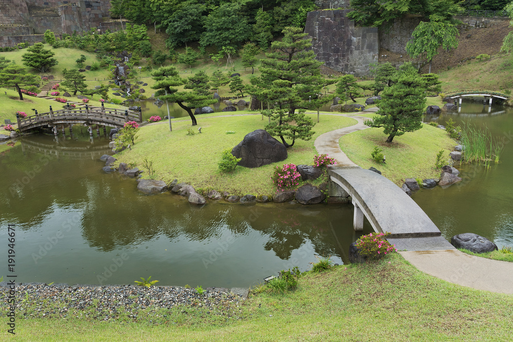 Fototapeta Ogród japoński „Gyokuseninmaru Garden” w Kanazawa, Japonia