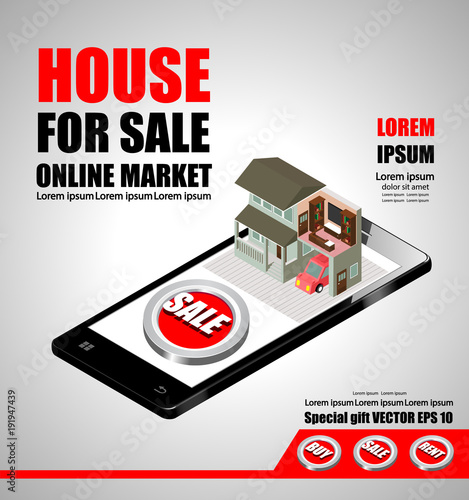 Isometric style home indoor interior exterior open transparent ceiling, Creative architecture info graphic on mobile