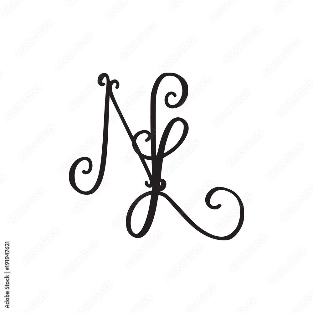 Handwritten monogram NL icon Handwritten monogram NL icon