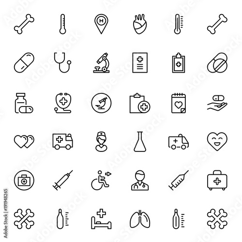 Oncology flat icon set