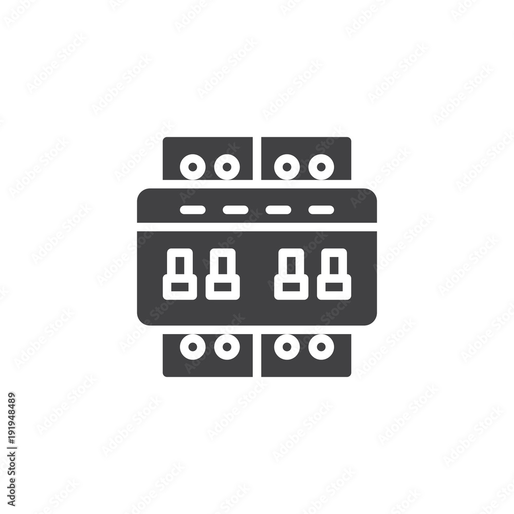 Circuit breaker switch icon vector, filled flat sign, solid pictogram