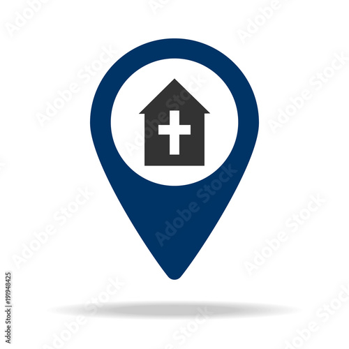 place of the church in blue map pin icon. Element of map point for mobile concept and web apps. Icon for website design and development, app development. Premium icon