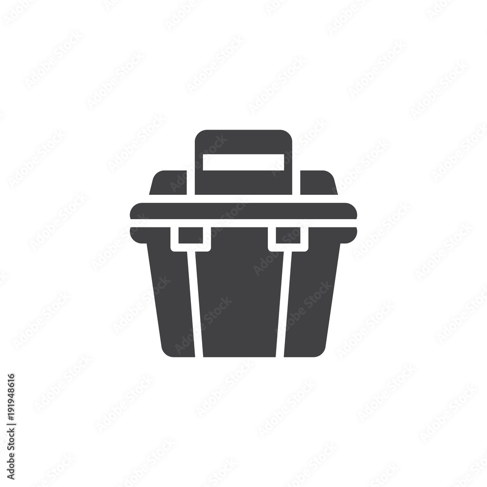 Toolbox icon vector, filled flat sign, solid pictogram isolated on white. Repair tool box symbol, logo illustration. Toolbox icon vector, filled flat sign, solid pictogram isolated on white. Repair tool box symbol, logo illustration.