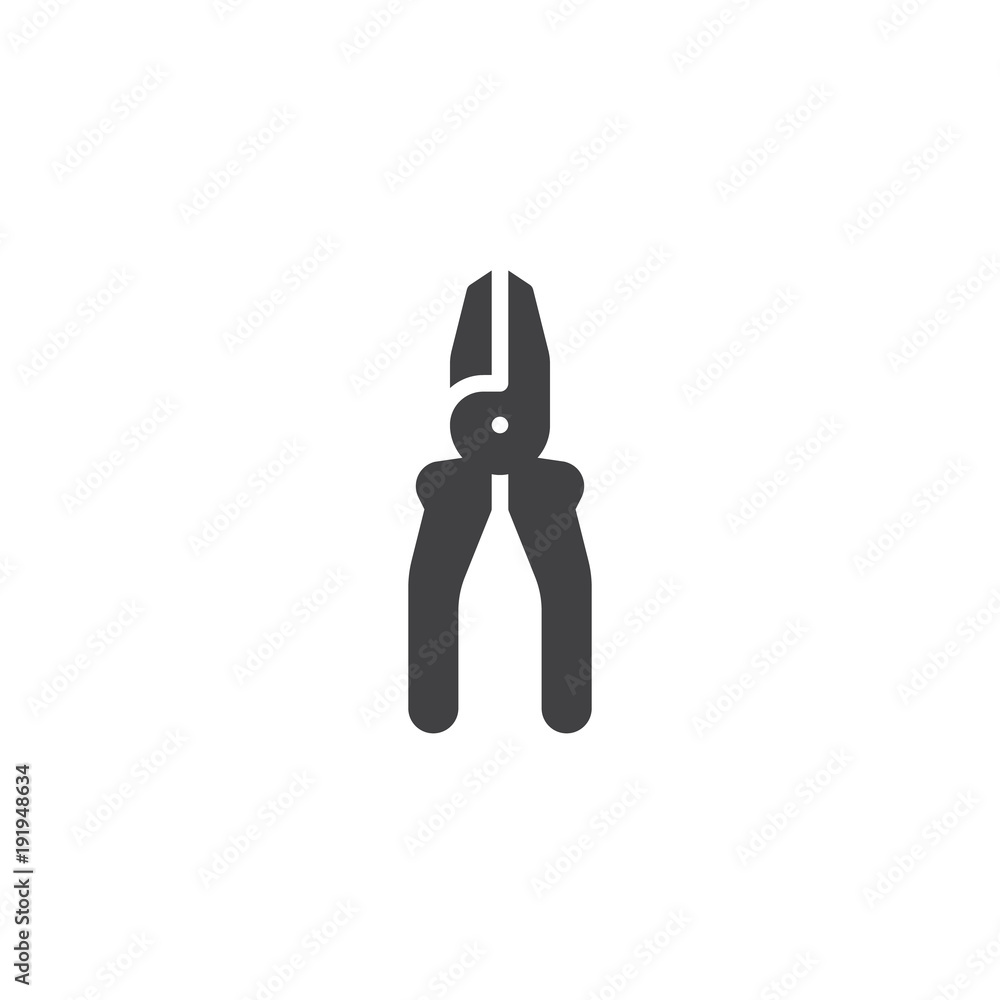 Wire cutters icon vector, filled flat sign, solid pictogram isolated on white. Pliers symbol, logo illustration. Wire cutters icon vector, filled flat sign, solid pictogram isolated on white. Pliers symbol, logo illustration.