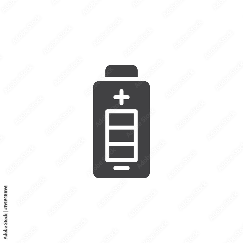 Battery icon vector, filled flat sign, solid pictogram isolated on white. Alkaline battery symbol, logo illustration. Battery icon vector, filled flat sign, solid pictogram isolated on white. Alkaline battery symbol, logo illustration.