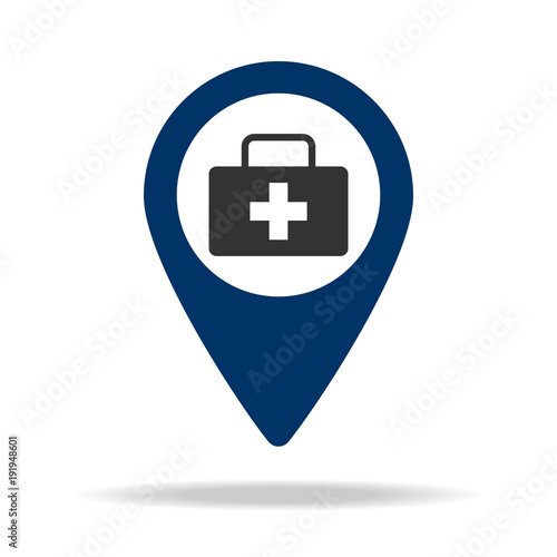 pharmacy location in blue map pin icon. Element of map point for mobile concept and web apps. Icon for website design and development, app development. Premium icon
