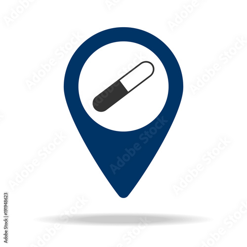 pharmacy location in blue map pin icon. Element of map point for mobile concept and web apps. Icon for website design and development, app development. Premium icon