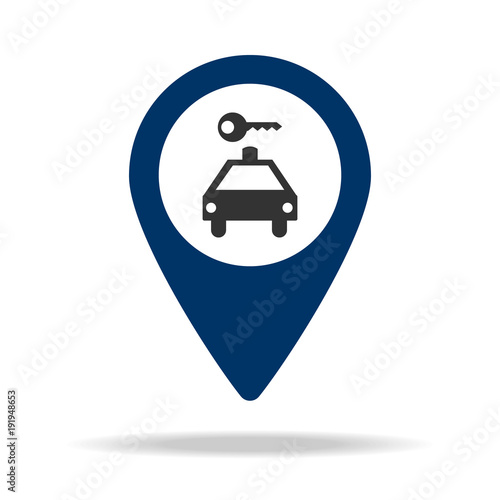car rental location in blue map pin icon. Element of map point for mobile concept and web apps. Icon for website design and development, app development. Premium icon