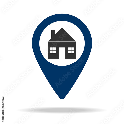 place of the house in blue map pin icon. Element of map point for mobile concept and web apps. Icon for website design and development, app development. Premium icon