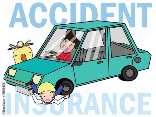 Woman drive a car crash with Scooter of a man.