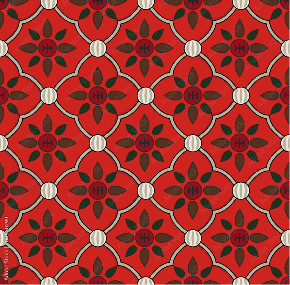 Vintage floral pattern inspired by The Grammar of Ornament