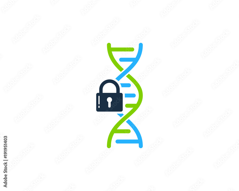 Dna Lock Icon Logo Design Element