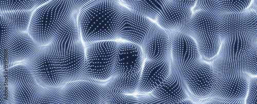 Abstract science or technology background. Graphic design. Network illustration with particle. 3D grid surface.