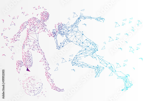 football match, Sports Graphics particles, Network connection turned into, illustration.