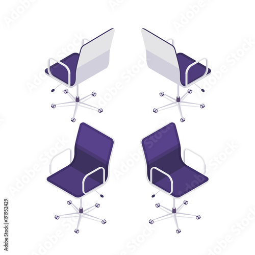 3d armchair, front view and rear view.