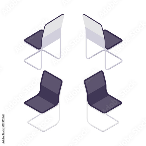 3d armchair, front view and rear view.