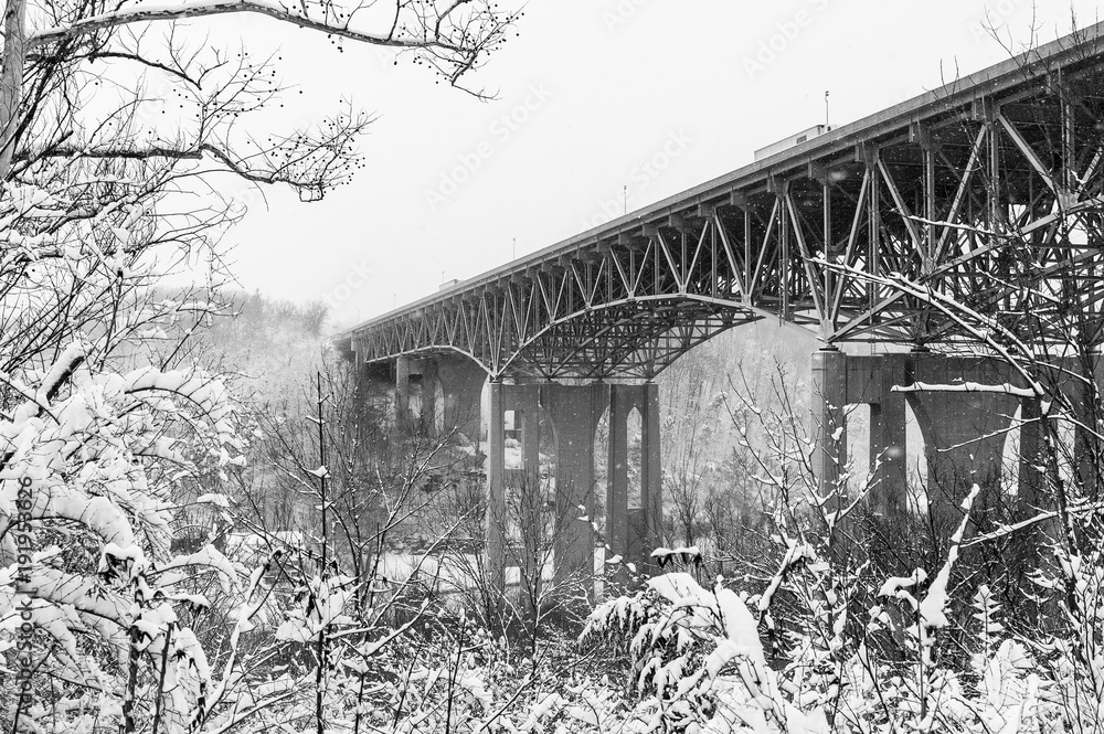 Snow & Winter Scene - Clays Ferry Bridge, Interstate 75 - Kentucky River - Kentucky