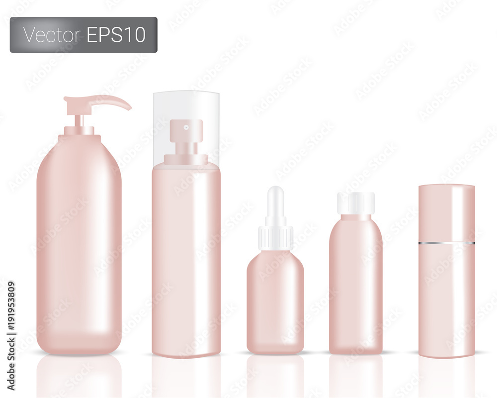 Rose Gold Pastel Bottles Set Background Illustration Rose Gold Pastel Bottles Set Background Illustration