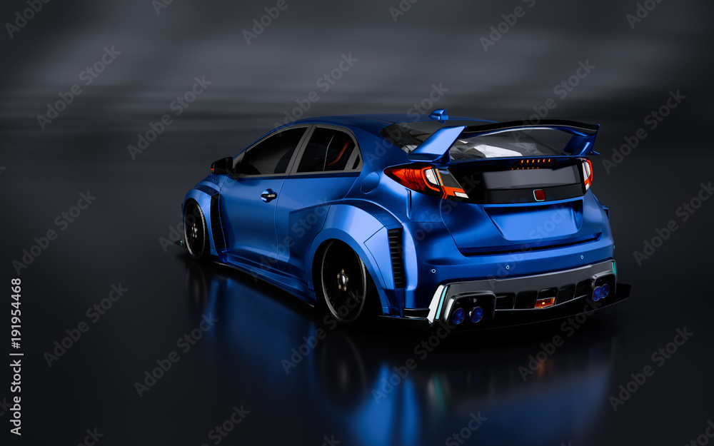 3D Rendering of a Brand-less Generic Concept Racing Car. Illustration 3D.
