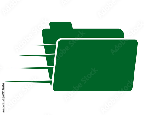 green fast folder image vector icon logo