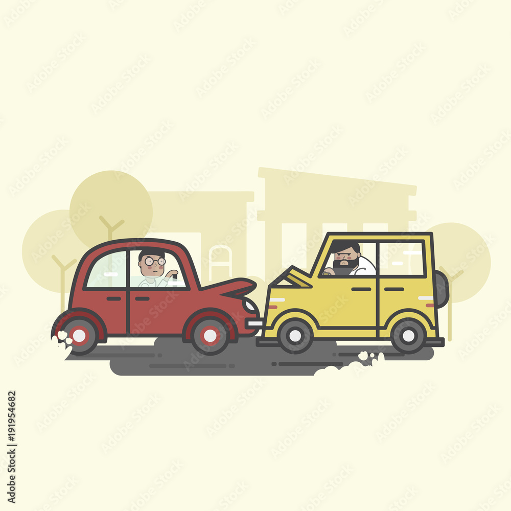 Illustration of car crash accident Illustration of car crash accident