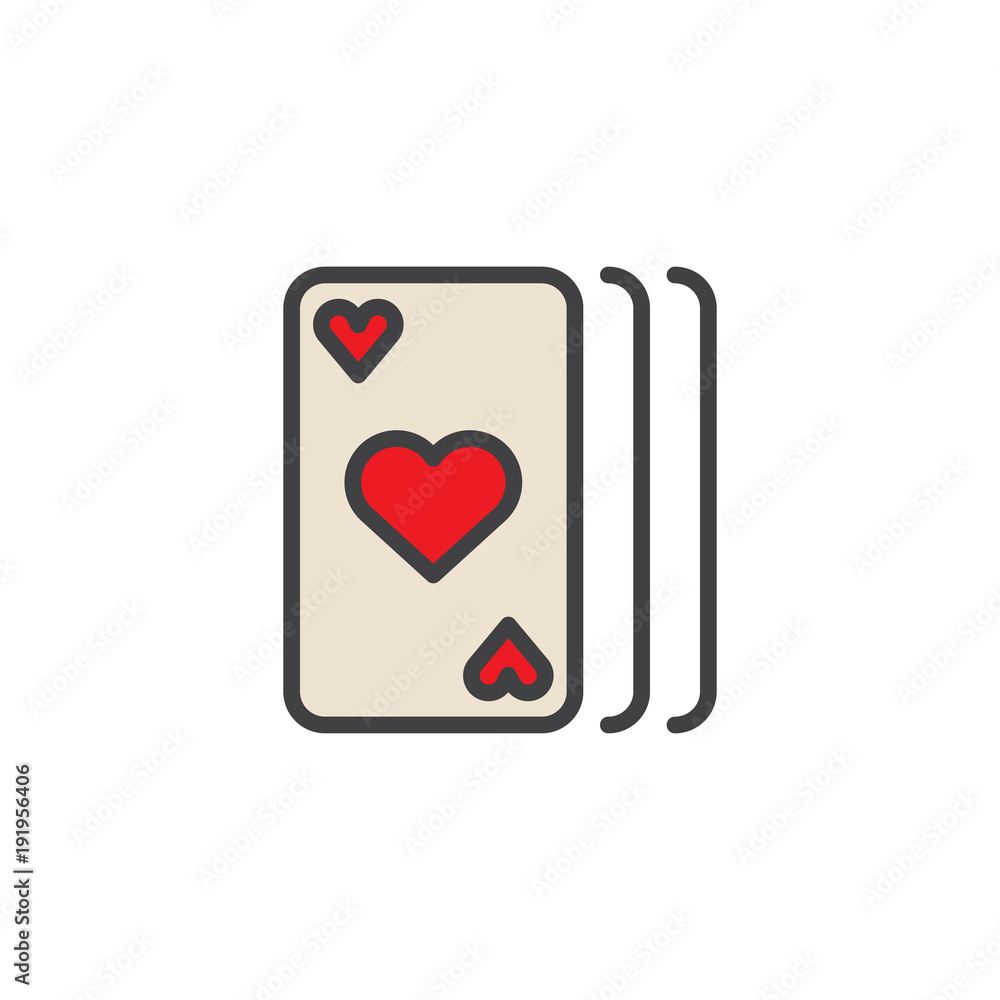 Playing cards filled outline icon, line vector sign, linear colorful pictogram isolated on white. Card deck symbol, logo illustration. Pixel perfect vector graphics Playing cards filled outline icon, line vector sign, linear colorful pictogram isolated on white. Card deck symbol, logo illustration. Pixel perfect vector graphics