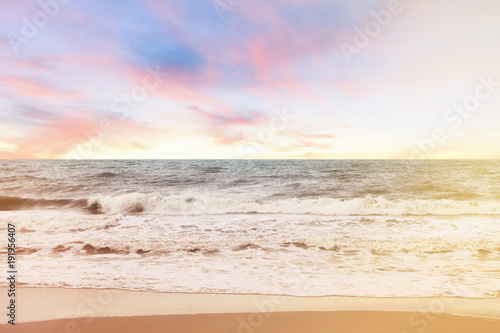 background of beach and sea waves, vintage filter