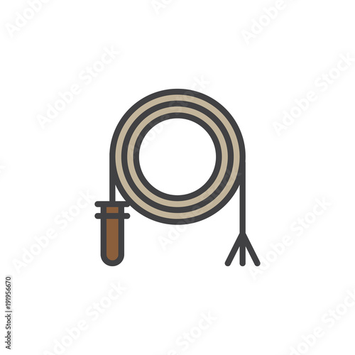 Rodeo whip filled outline icon, line vector sign, linear colorful pictogram isolated on white. Symbol, logo illustration. Pixel perfect vector graphics