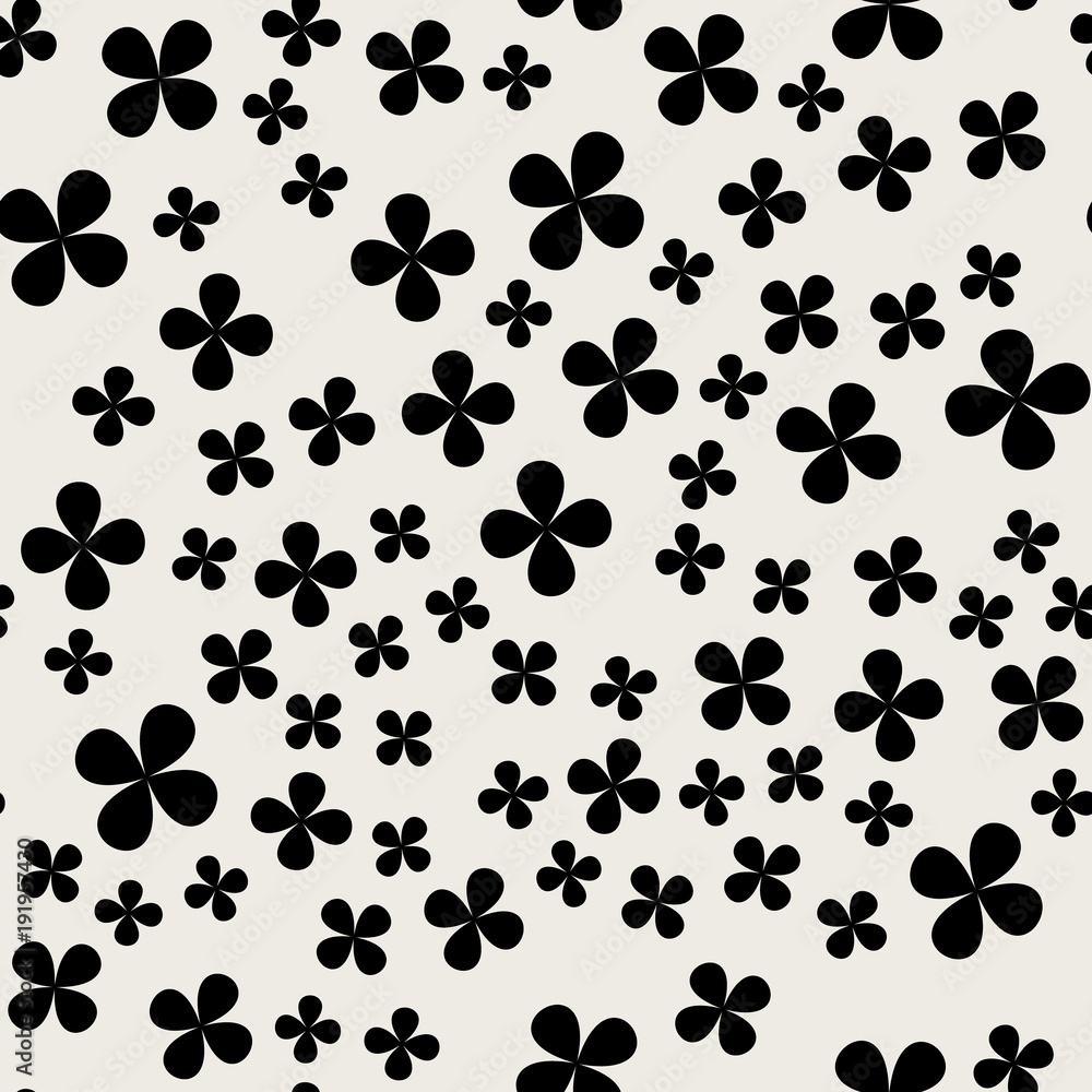 Fototapeta premium Seamless pattern background. Abstract and Classical concept. Geometric creative design stylish theme. Illustration vector. Black and white color. Clover leaf shape