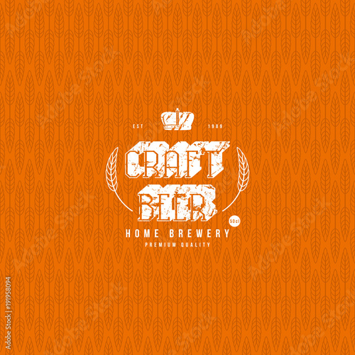 Wheat seamless pattern and craft beer label