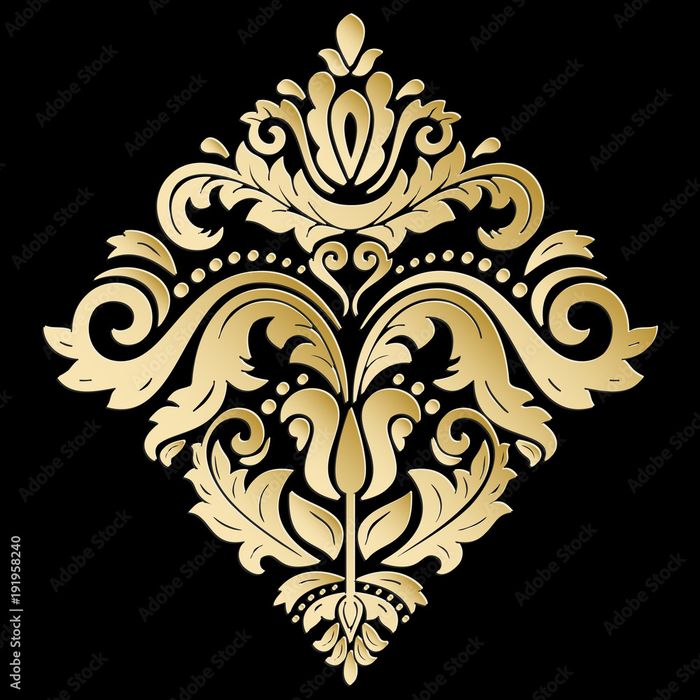Oriental vector ornament. Vintage pattern with volume 3D elements, shadows and highlights. Classic traditional golden pattern