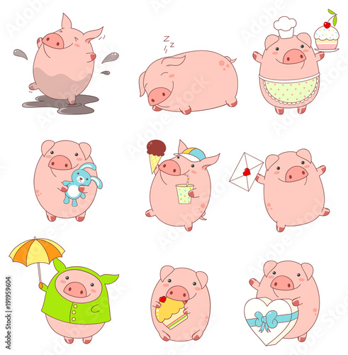 Collection of cute pigs