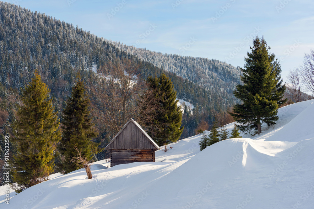 Fototapeta premium Old wooden house in the winter