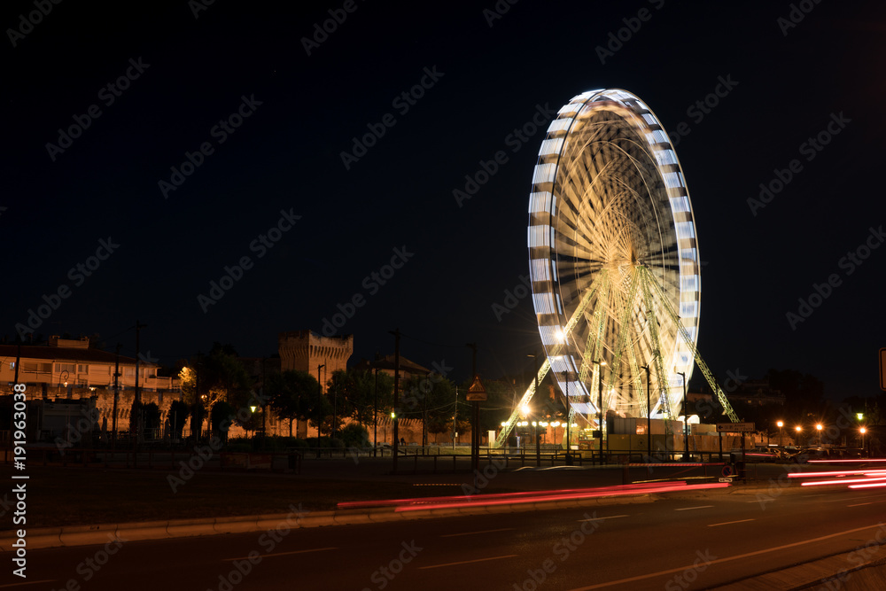 Ferris wheel with light , long exposure photography