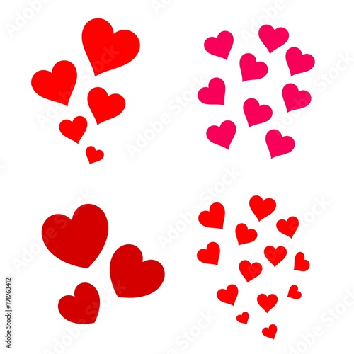 Beautiful and cute group of hearts vector illustration
