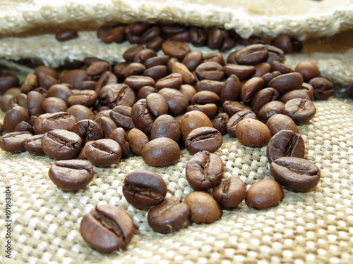 Coffee beans on the sack