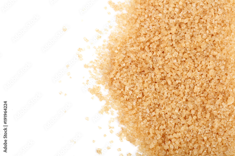 brown sugar isolated on white background with copy space for your text. Top view. Flat lay brown sugar isolated on white background with copy space for your text. Top view. Flat lay