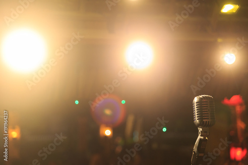 Retro microphone on stage in a pub