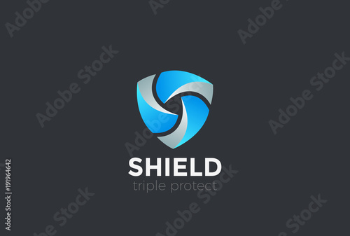 Shield Teamwork protect defense Logo design vector