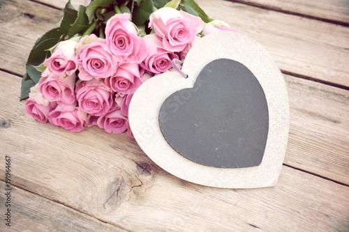 Grußkarte - rosa Rosenstrau...