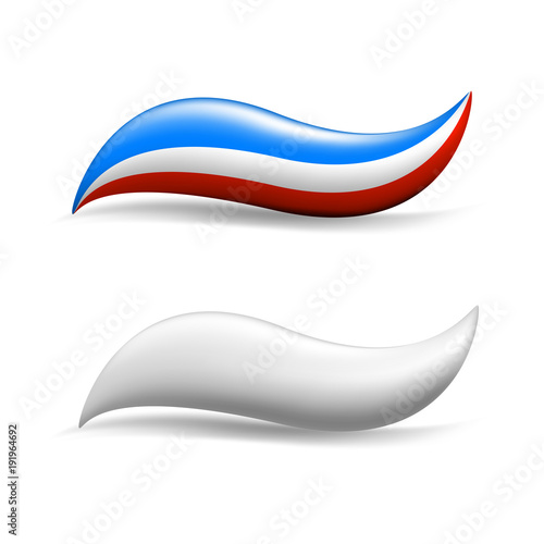 Colored and white toothpaste, vector banner